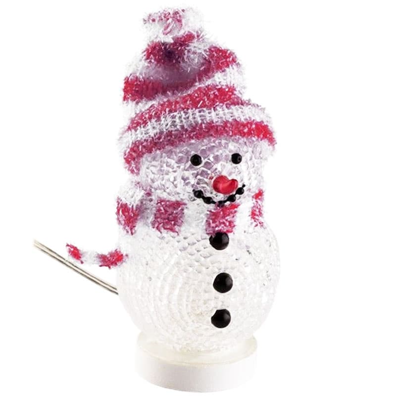 Le bonhomme de neige USB LED décoratif avec le bonnet rouge et le foulard rouge