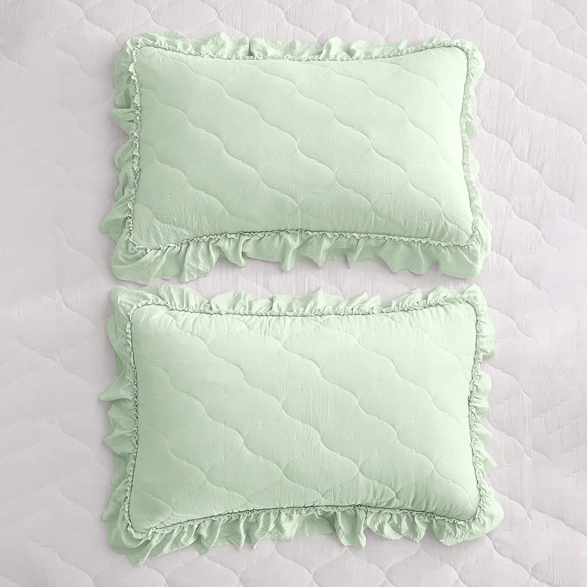 2 piÃ¨ces Taie d'oreiller d'enveloppe matelassÃ©e Ã volants de style romantique franÃ§ais sans remplissage, shams Ã©lÃ©gants intemporels et super