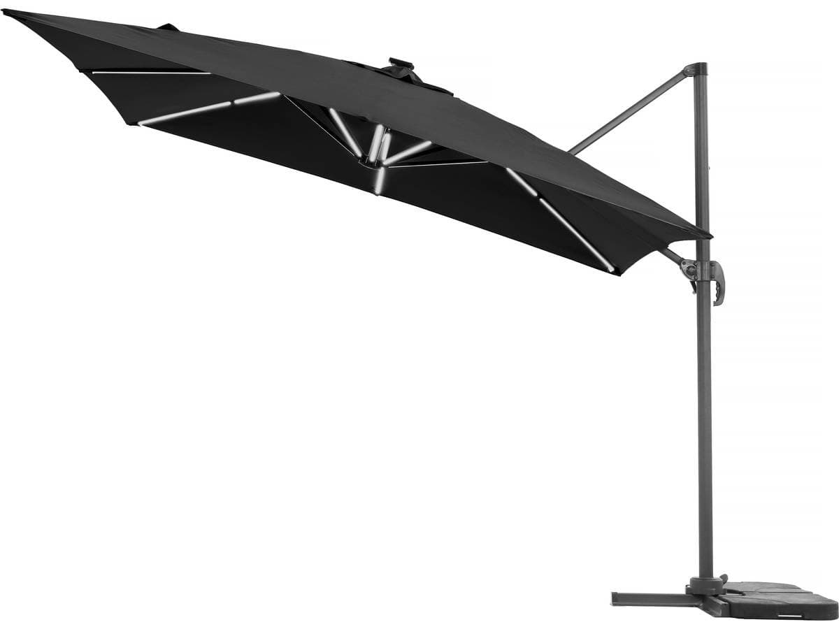 Parasol déporté avec LED - "Sun 4 Luxe" - 3 x 4 m - Noir