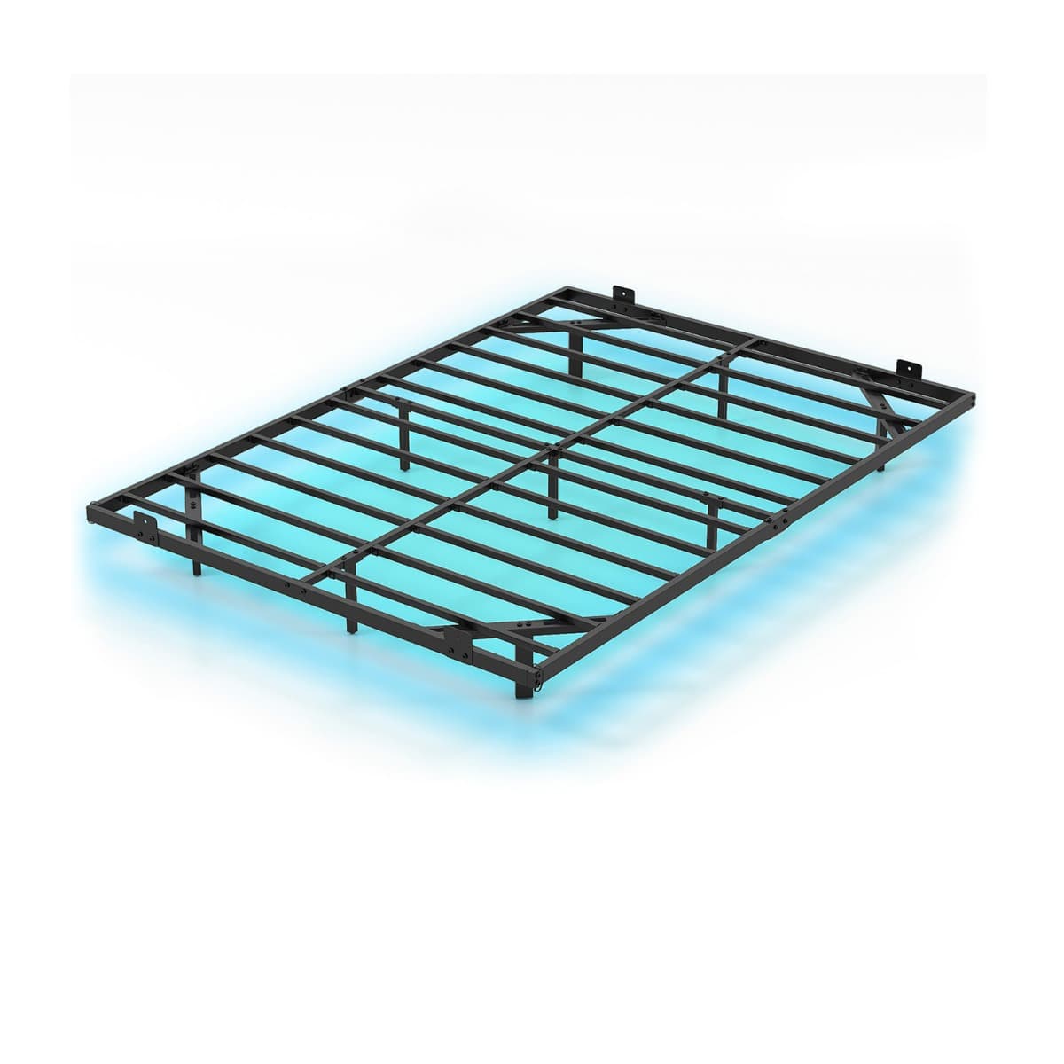 Cadre de Lit Flottant Double avec Éclairage LED Lit Plateforme Métallique Moderne avec Butée Anti-Gl