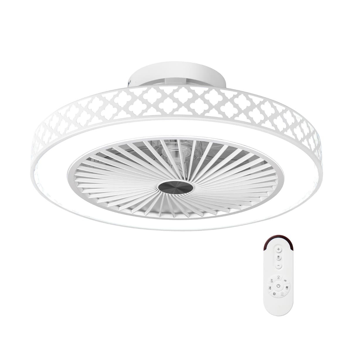CostwayVentilateur de Plafond 48CM avec Lumière Télécommande Température de Couleur Réglable 6 Vitesses de Vent Minuterie Blanc