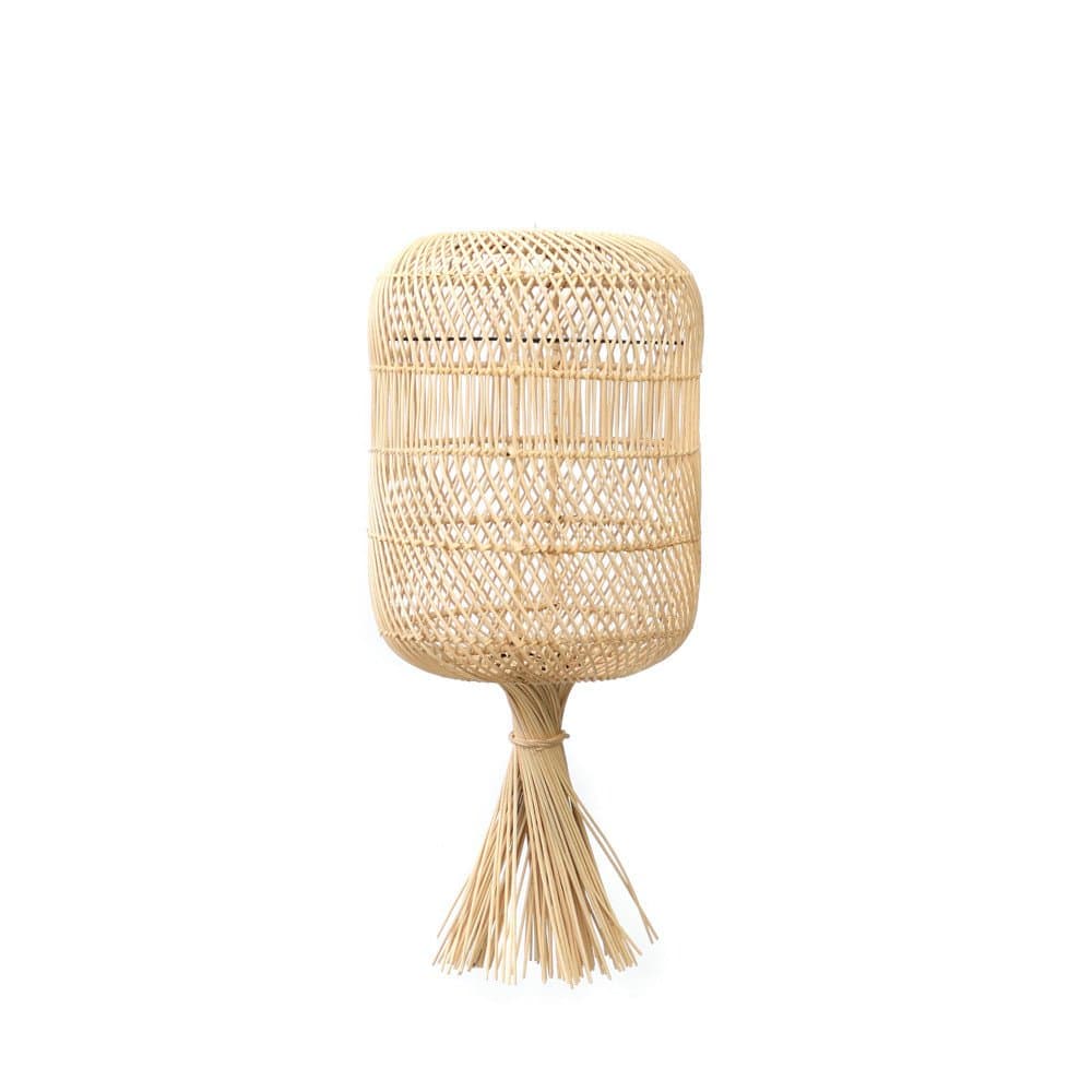 Lampe Bohème Chic Naturel en Rotin Cylindrique