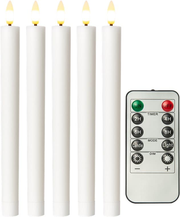 Goobay lot de 5 bougies coniques à LED blanches en cire véritable, avec télécommande