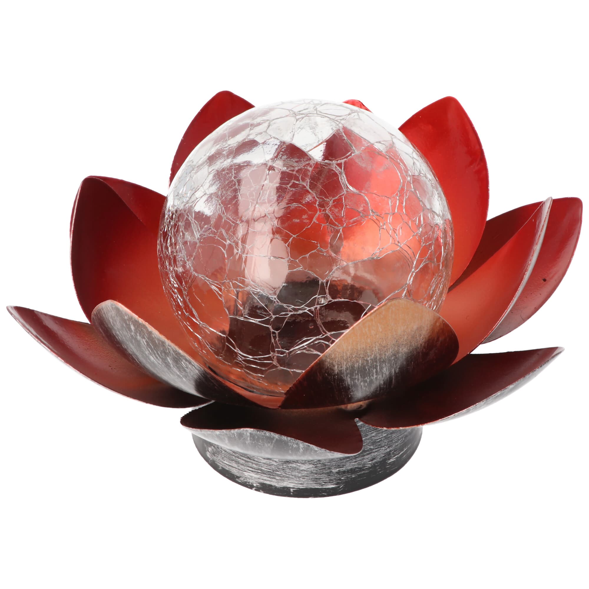 Mini lampe solaire de jardin à LED fleur de lotus avec une LED blanc chaud, un panneau solaire et une batterie