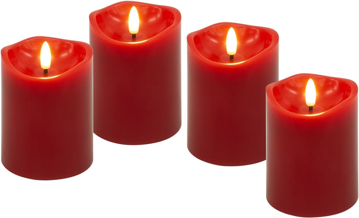 Lot de 4 bougies LED en cire véritable Goobay, rouge