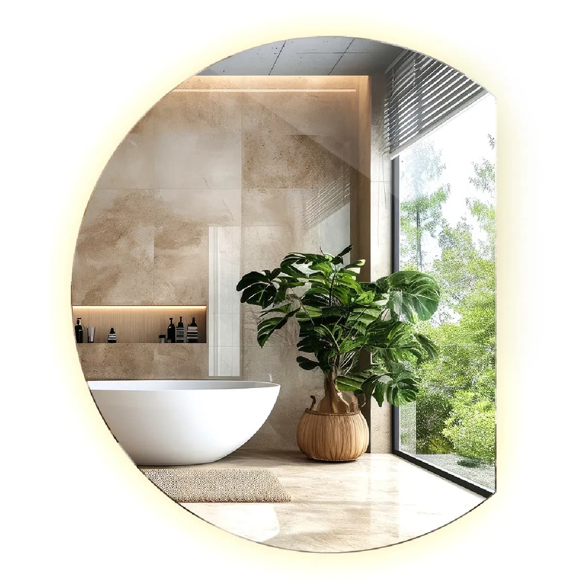 Tulup Miroir mural LED - Blanc
