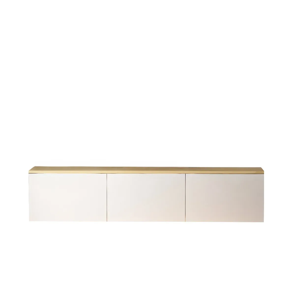 Meuble TV suspendu en bois avec éclairage LED - 160 x 32 x 35 cm - Blanc