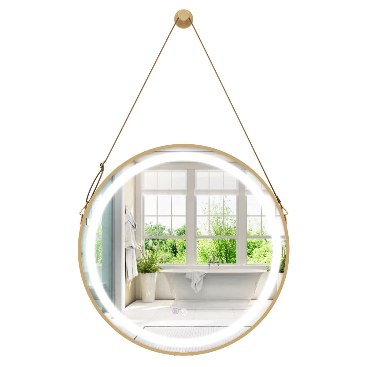 CostwayMiroir Mural 60 x 60 cm avec Lumière LED 3 Couleurs Interrupteur Tactile Fonction Mémoire et Antibuée 2 Façon de Suspension Argent