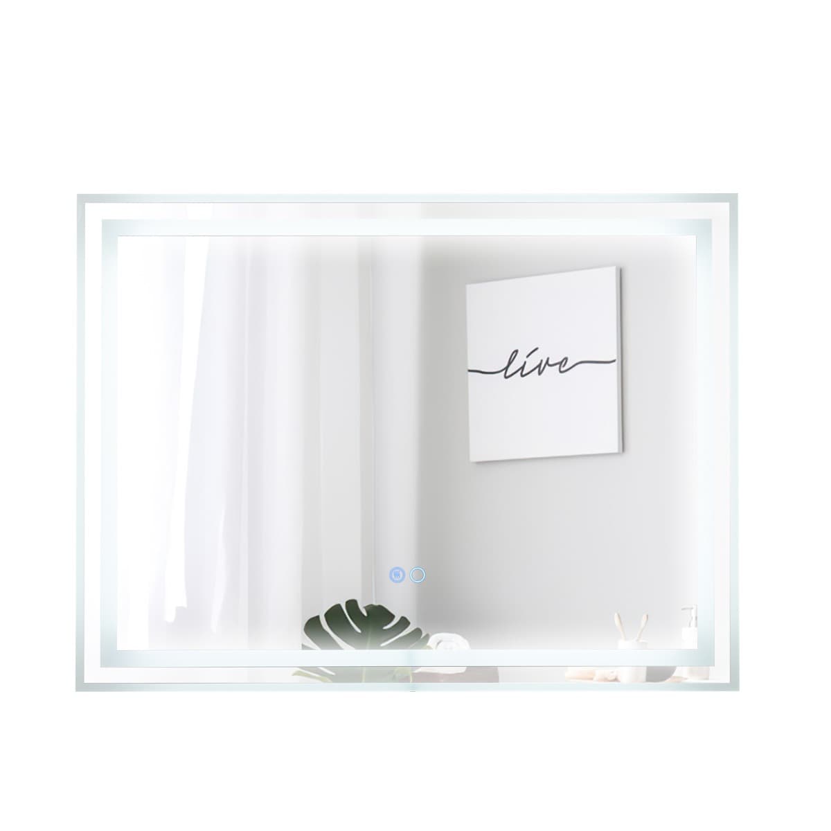 CostwayMiroir de Salle de Bain LED 80x60 cm Miroir Mural Rectangulaire avec Lumières à Intensité Variable à 3 Couleurs