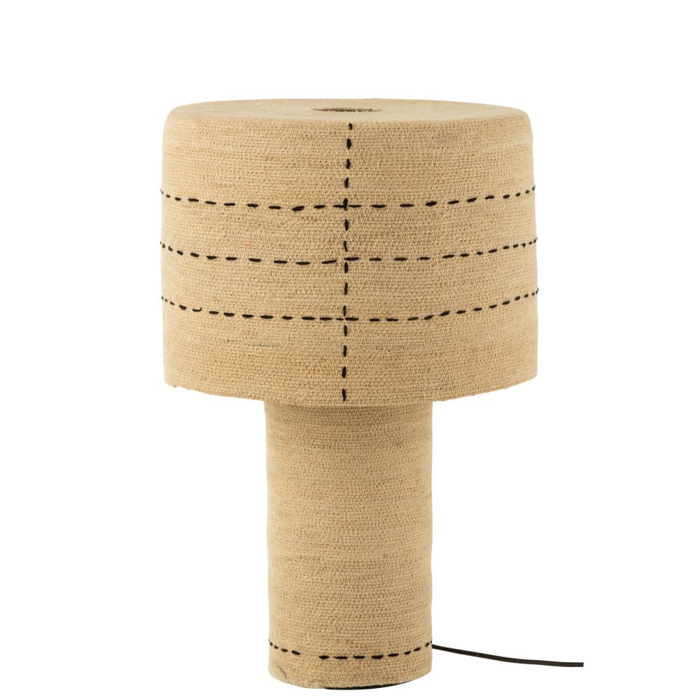 Lampe Pointilles Lignes Jonc de Mer Naturel/Noir