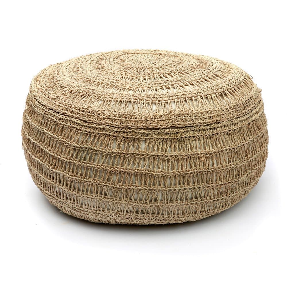 Pouf Bohème Chic Naturel en Herbier Marin Medium