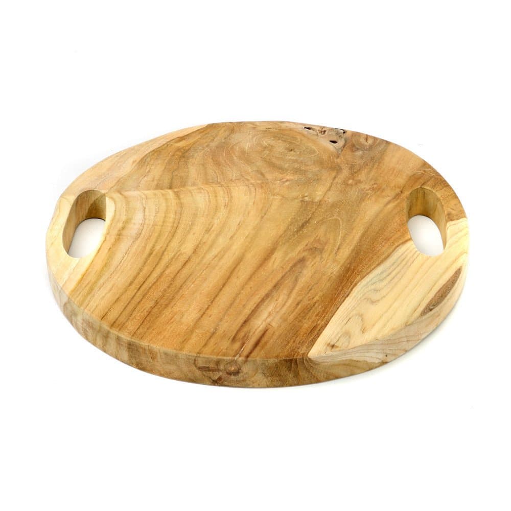 Plateau Bohème Chic Naturel en Bois de Teck Medium